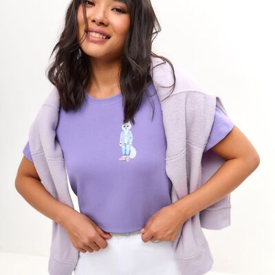 T-shirt imprimé violet COUNTRY WHITE CAT