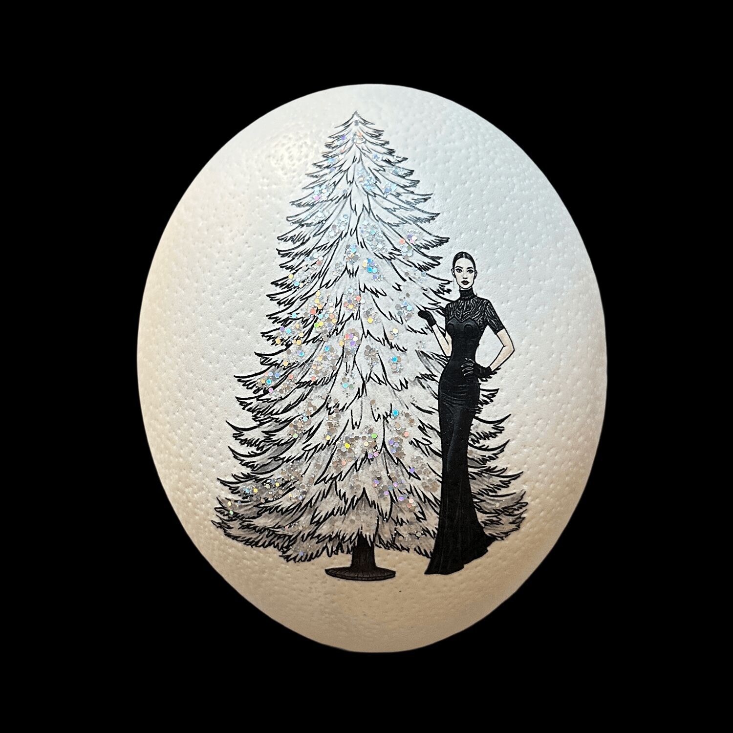 Huevo de avestruz "Navidad en Nueva York"