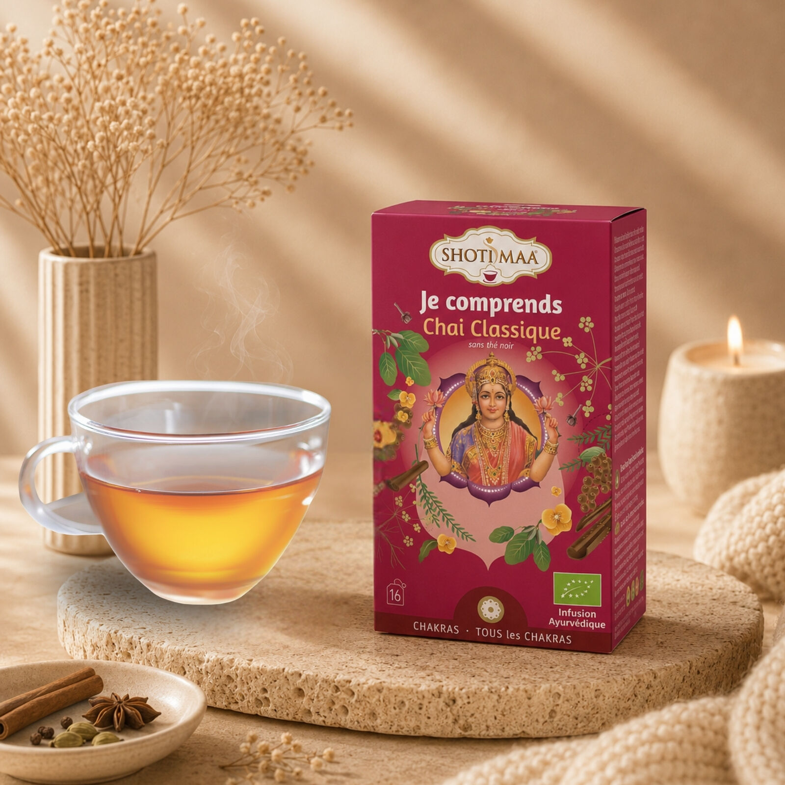 Organic Chai Classic Herbal Tea Without Caffeine - Generous and balanced infusion - Moment of Relaxation and Stability - Ideal after meals