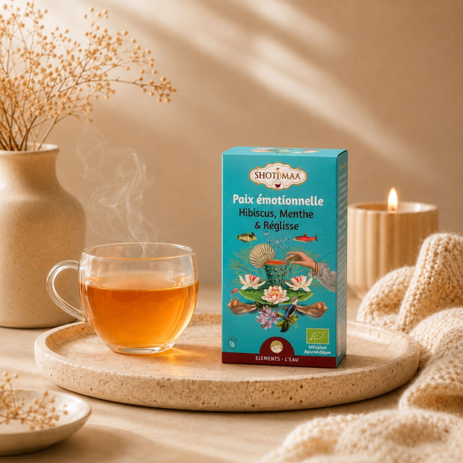 Organic Emotional Peace Herbal Tea – Caffeine-Free Well-Being Infusions – Soothing and Comforting – Earthy and Fragrant