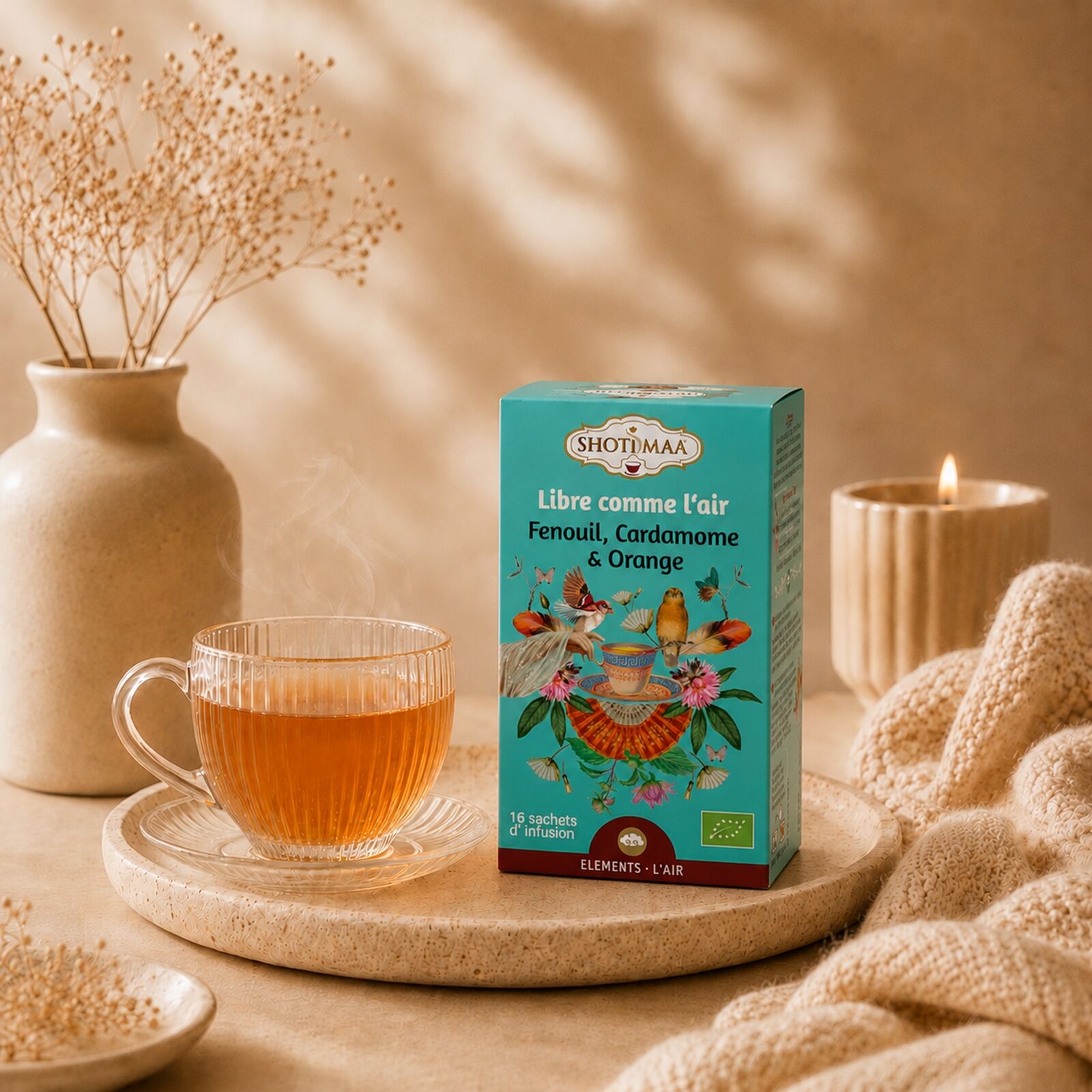 Organic Caffeine-Free Herbal Tea – Free as Air Wellness Infusions to Relax - Ideal for the Evening - Quality Natural Ingredients