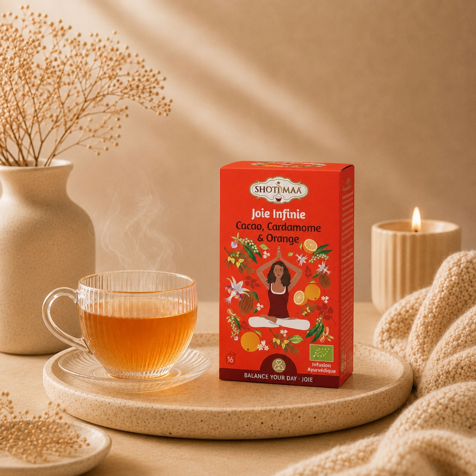 Organic Herbal Tea Joie Harmonie – Comforting Natural Infusion – Warm and delicious caffeine-free infusion with Cocoa and Orange