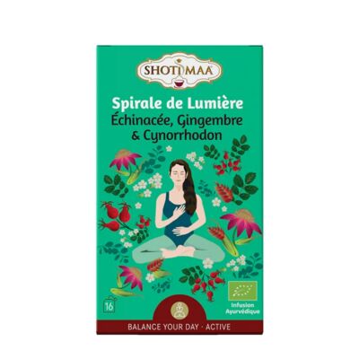Tisane Bio Spirale de Lumière – Infusions Revitalisante Harmonieuse Gingembre et Cynorrhodon.- Thé sans Caféine - Ingrédients haute qualité