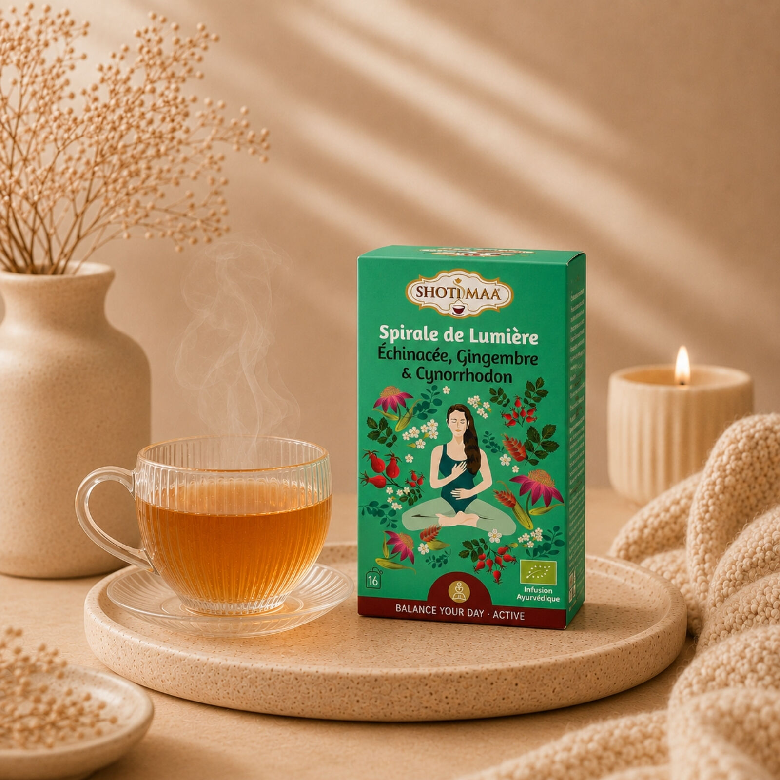 Organic Herbal Tea Spiral of Light – Harmonious Revitalizing Infusions Ginger and Rosehip.- Caffeine-free tea - High quality ingredients