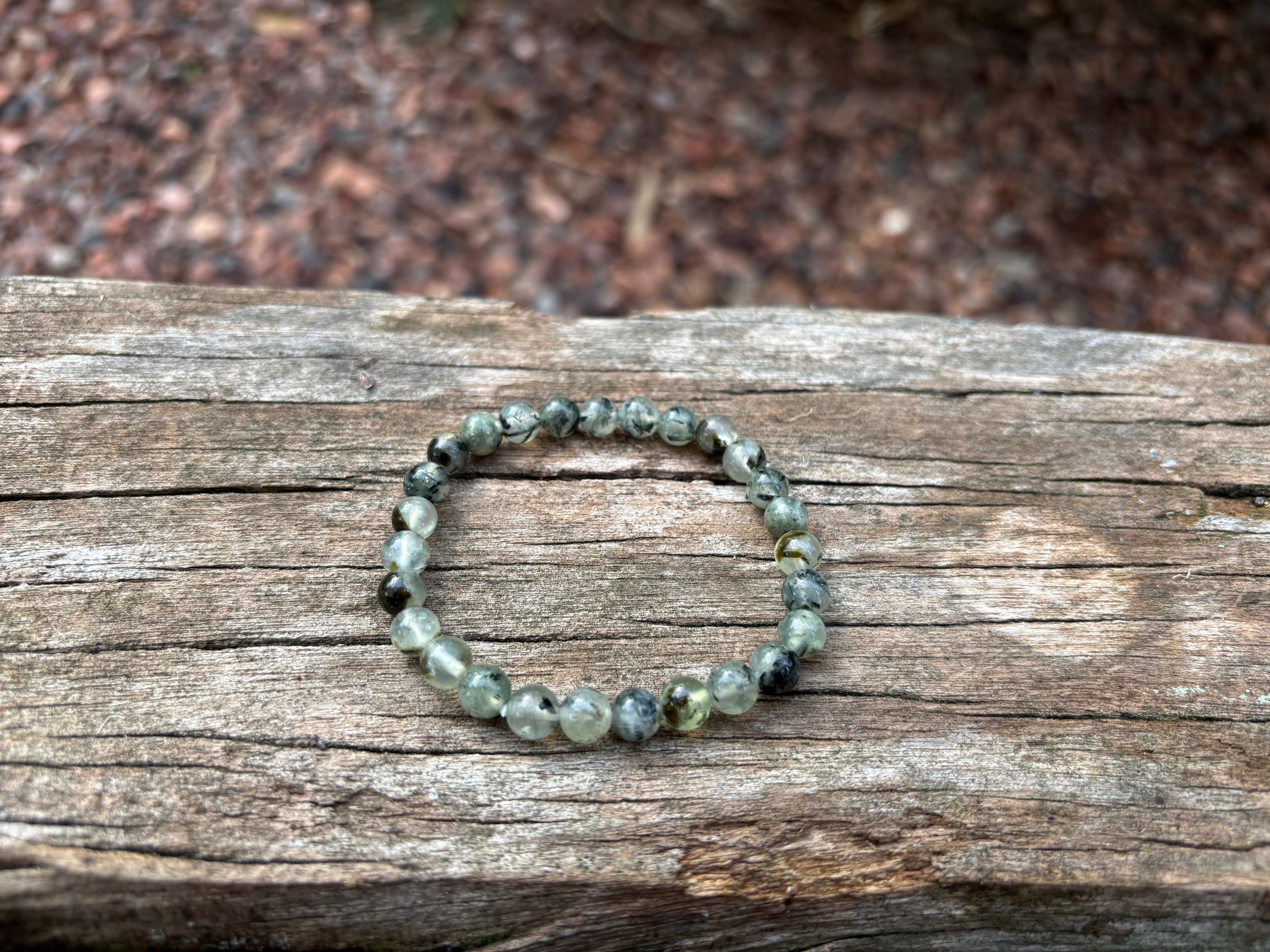 Pulsera de litoterapia de prehnita natural