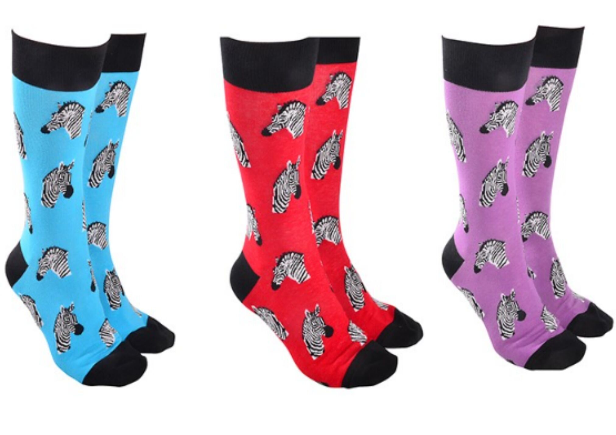 Calzini con motivo zebra, qualità misto cotone, taglia unica, per donna o uomo, regalo originale per gli amanti degli animali del safari