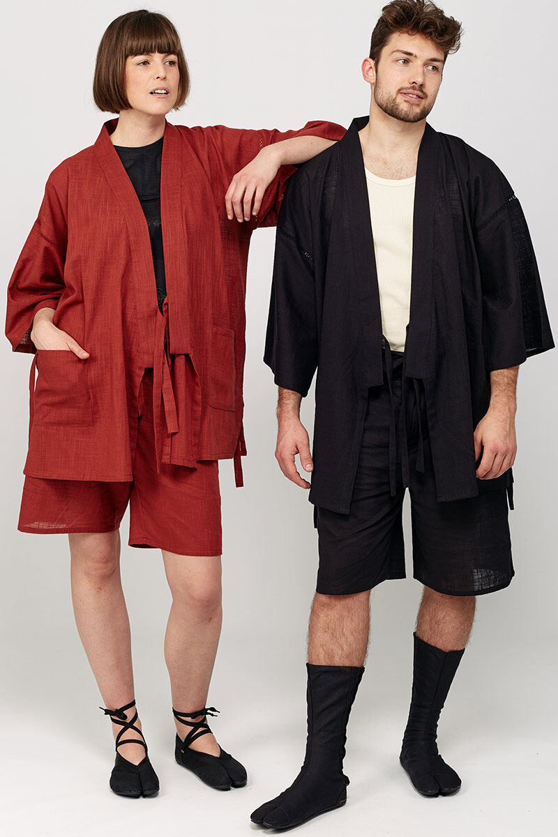 Jinbei japonais décontracté en coton léger, idéal pour la maison et les journées d'été !