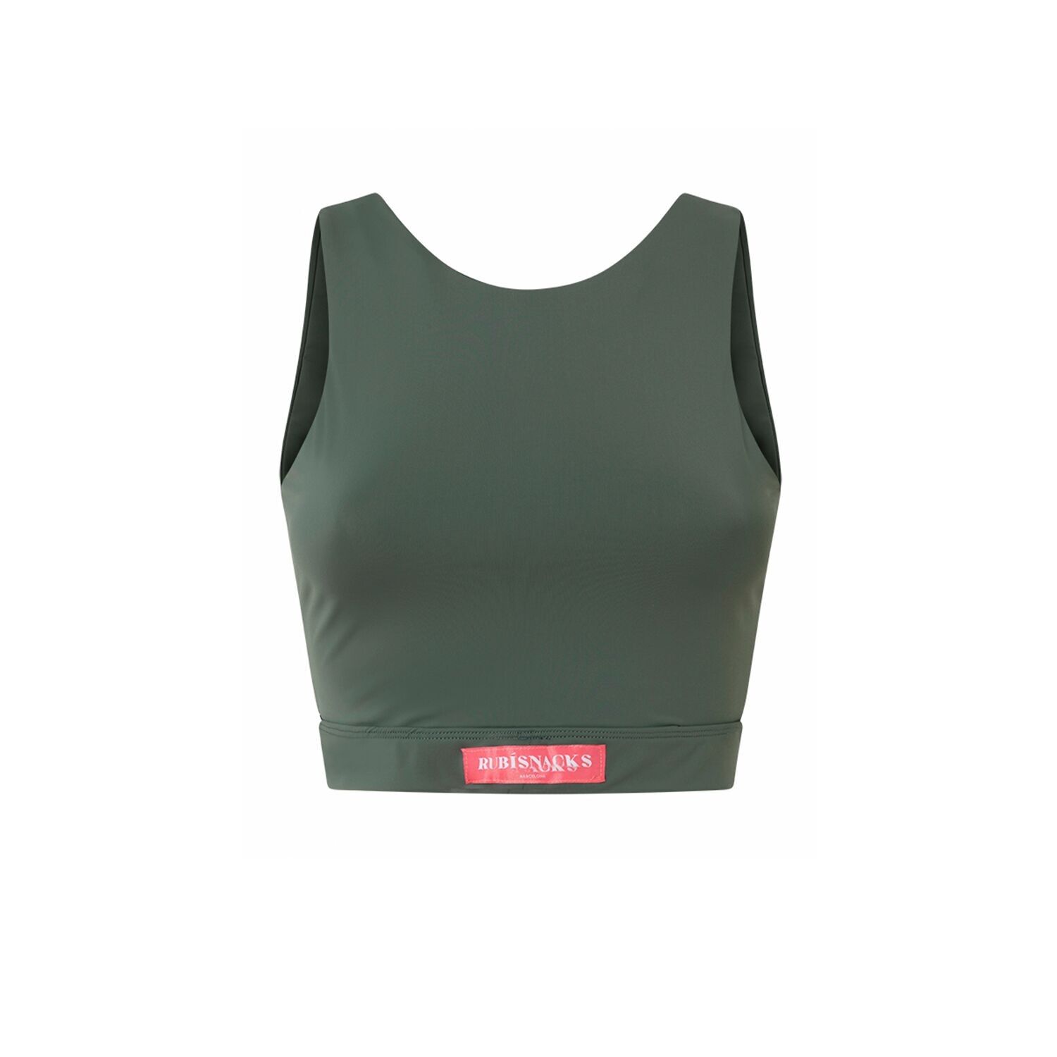 Olivgrünes Minerva-Fitness-Crop-Top aus ECONYL®
