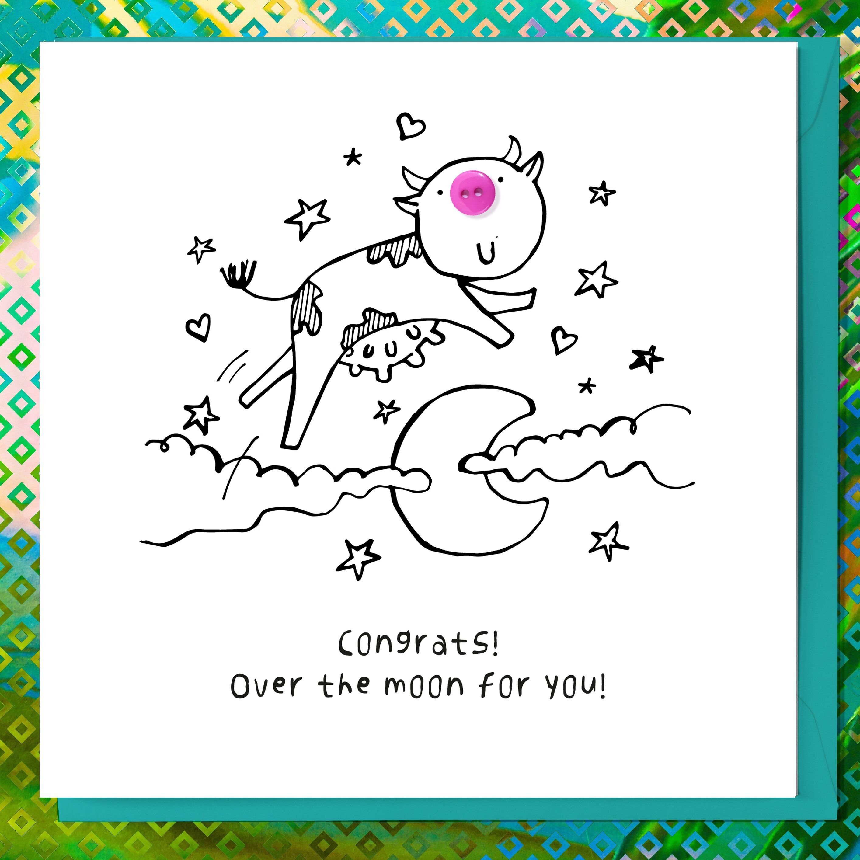 ÜBER DEN MOND!Glückwunschkarte zur Feier der Geburt