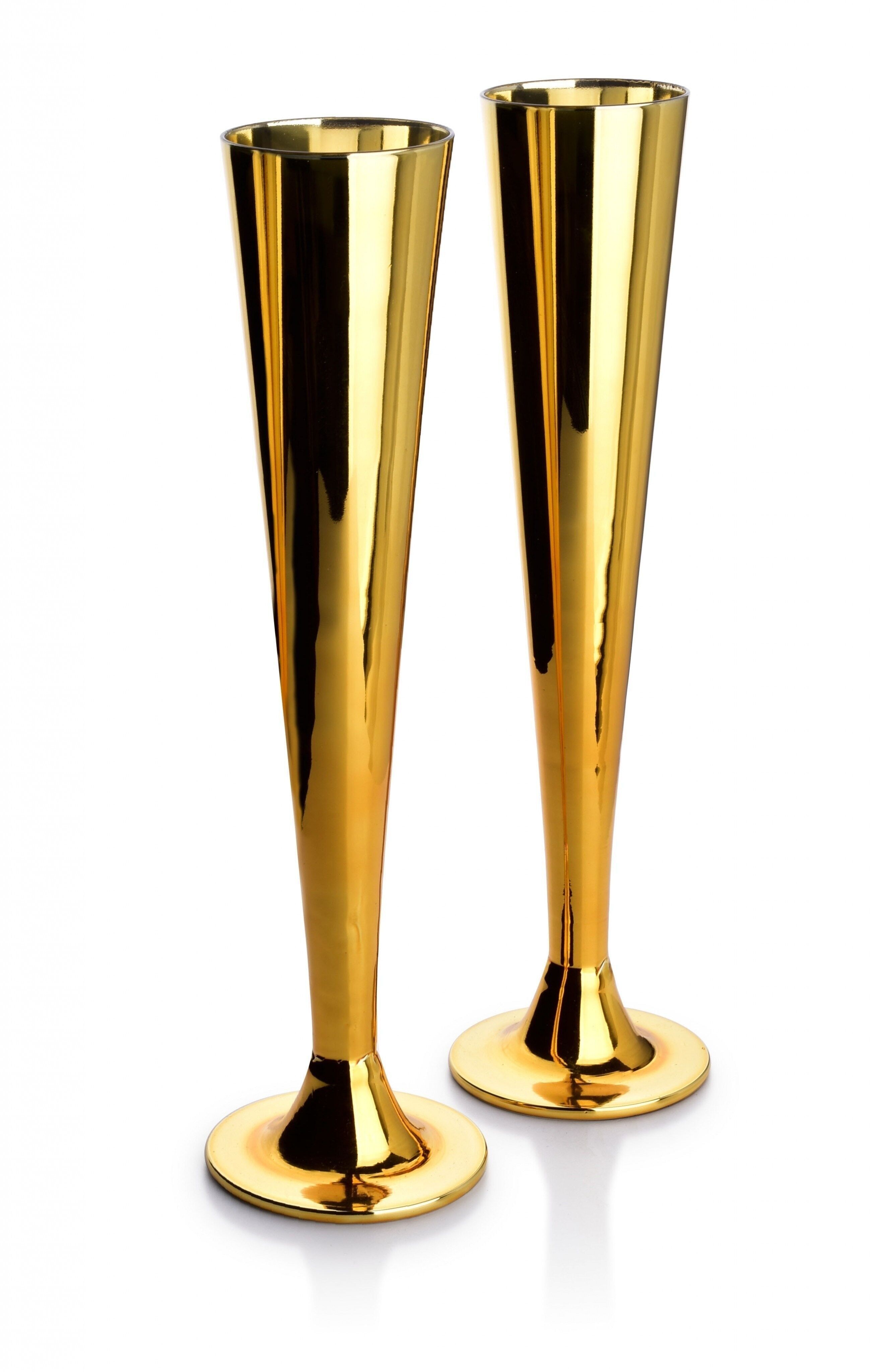 NAYRA GOLD KPL. 2 BICCHIERI DA CHAMPAGNE 200ml 5,5x7,2xh27,5cm-HTID4769