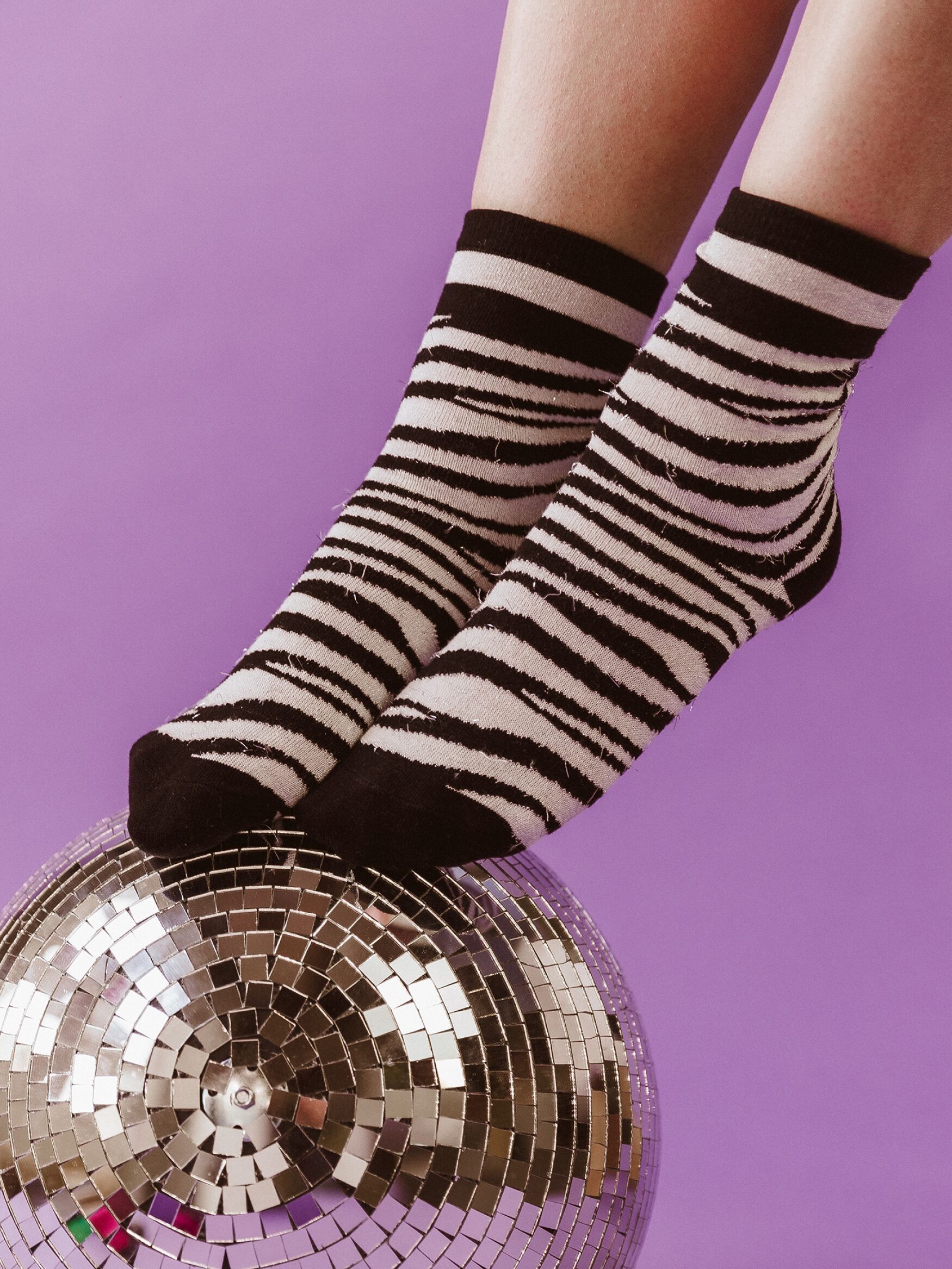 Calzini Divertenti Zebra Silver Glitter - Argento