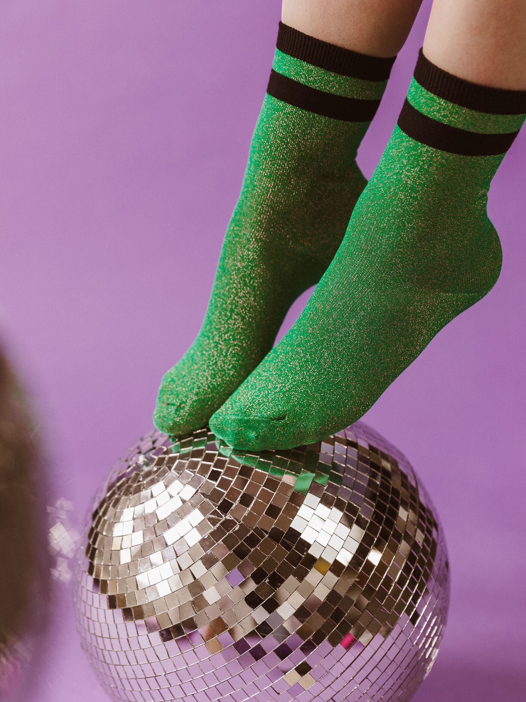 Calzini Righe Nero Oro Glitter - Verde