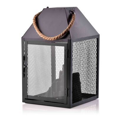 KANVAR Lampion CHEMINÉE LED 17,5x17,5xh30cm noir-HTOA0175 1