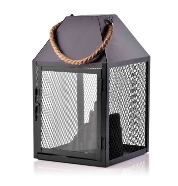 KANVAR Lampion CHEMINÉE LED 17,5x17,5xh30cm noir-HTOA0175 1 1