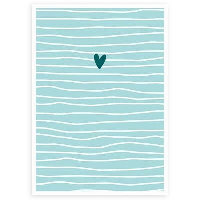 Coeur + vagues | Carte postale | Amour