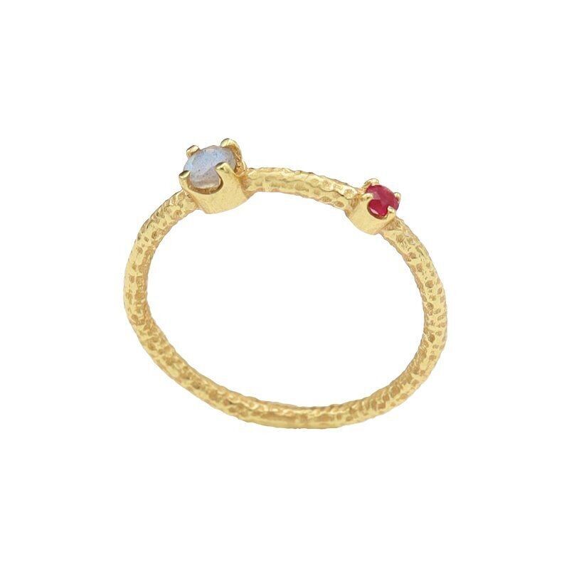 Anello Sigh con rubino e labradorite