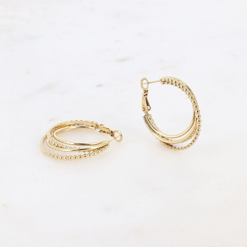 Orecchini a cerchio - 4 anelli, effetto bolla e liscio