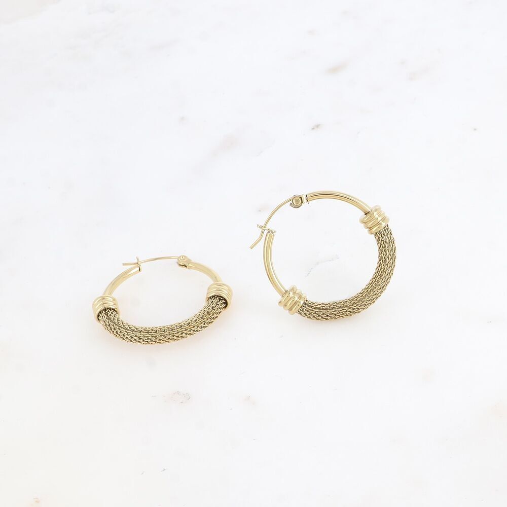 Orecchini a cerchio a cricchetto - anello effetto rete 30x30mm