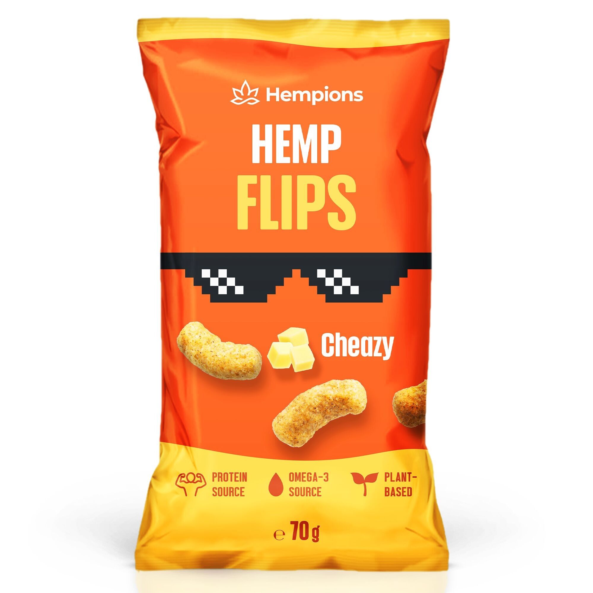 HEMPIONS Organic Hemp Flips Cheazy, 70 g - snack di canapa vegano e senza glutine - Confezione da 12