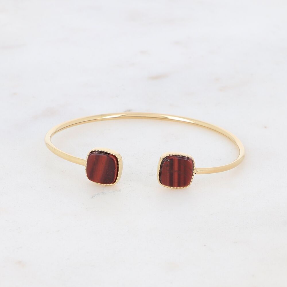 Feiner Armreif - 2 quadratische Natursteine