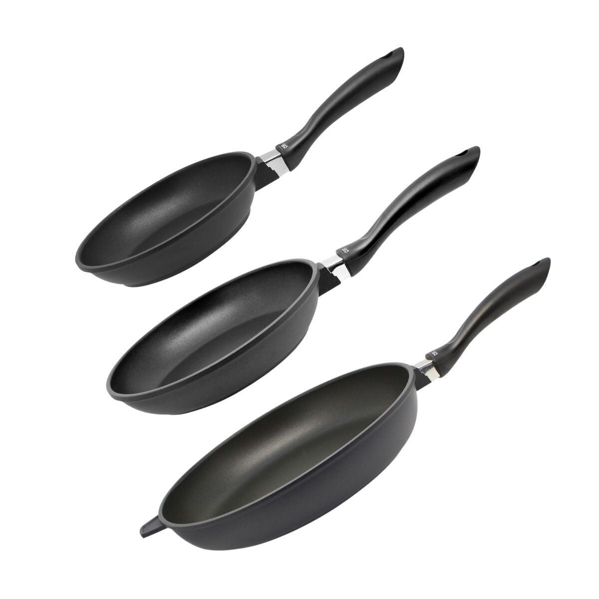 Set di 3 padelle 24 cm, 28 cm e 32 cm in fusione di alluminio Elo Alucast
