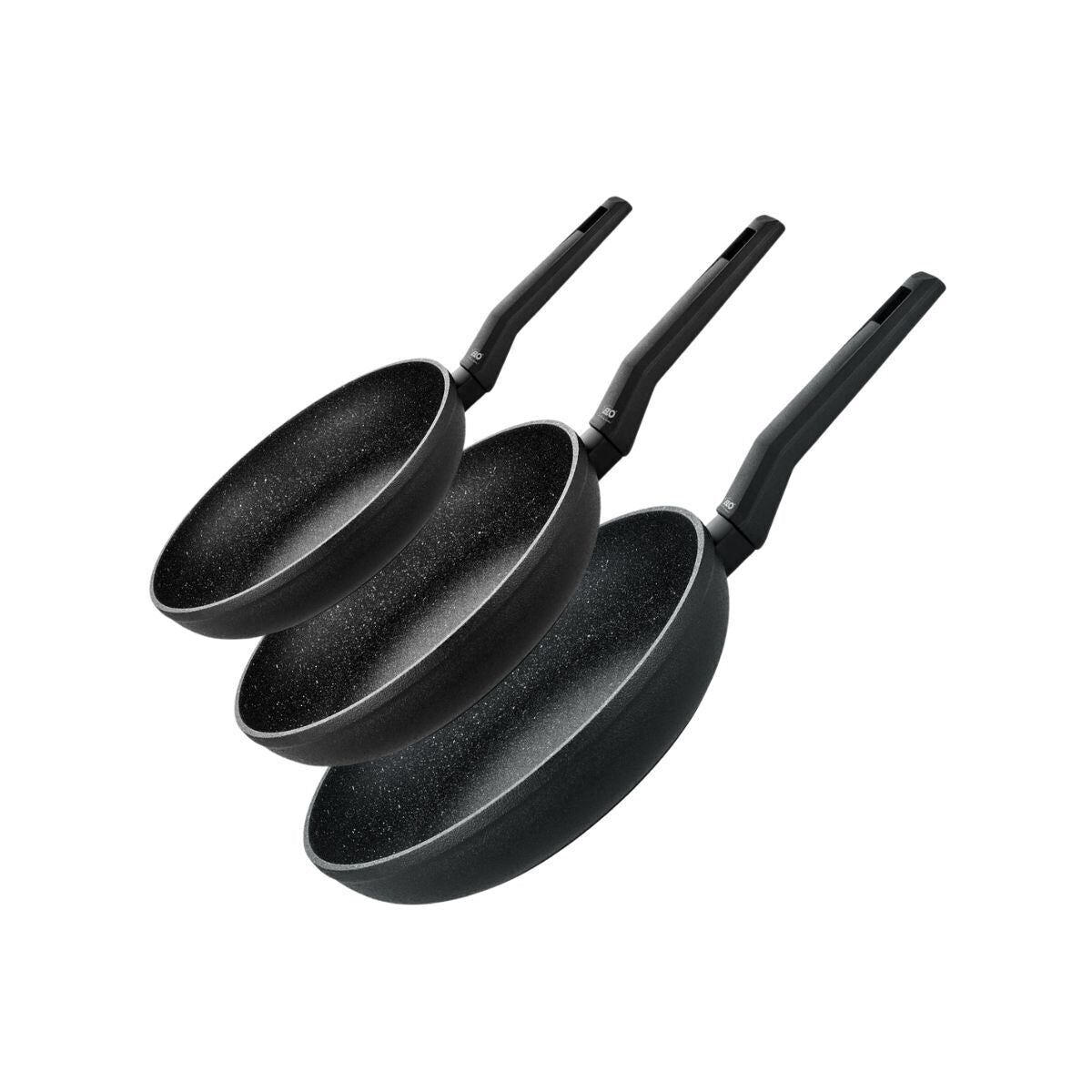 Set di 3 padelle 20 cm, 24 cm e 28 cm in alluminio forgiato Elo Granit Solution