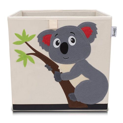 Boîte de rangement en tissu pour enfant "koala" sur fond clair, compatible Ikea Kallax Lifeney