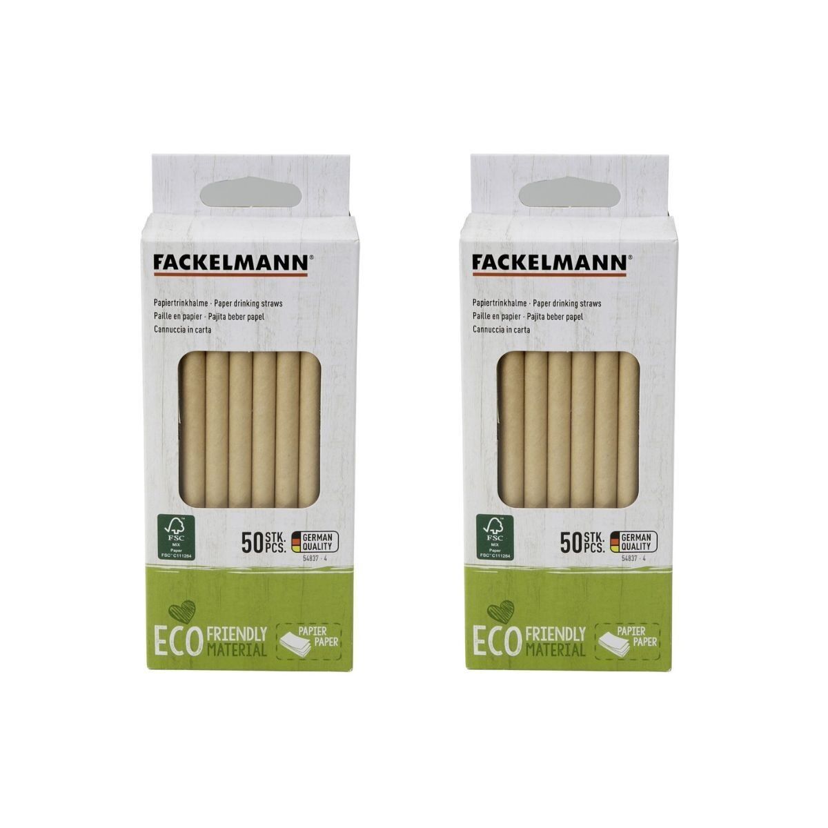 Set di 2 scatole da 50 cannucce di carta rigida marrone 15 cm Fackelmann Eco Friendly