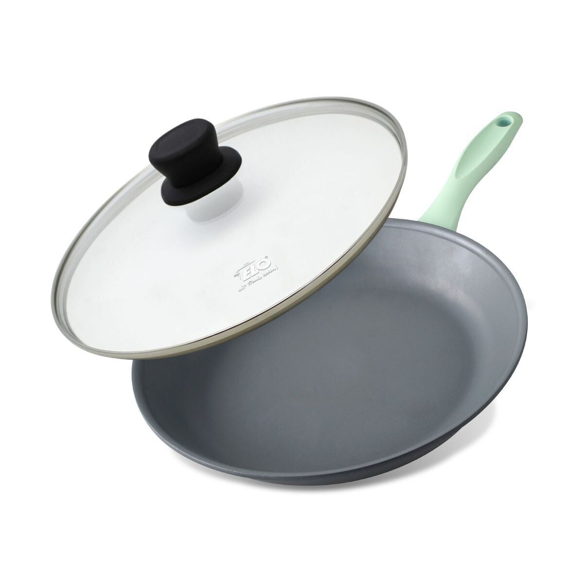 Fackelmann Ecolution Padella in alluminio riciclato da 28 cm con coperchio in vetro