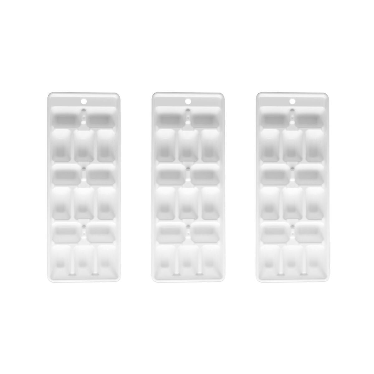 Set mit 3 Eiswürfelbehältern mit je 15 Eiswürfeln aus weißem Kunststoff von Fackelmann