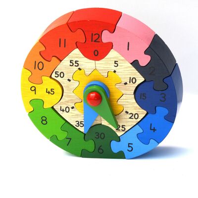 Puzzle horloge pédagogique en bois équitable
