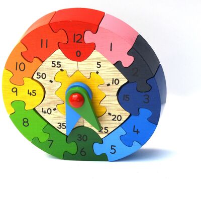 Puzzle horloge pédagogique en bois équitable