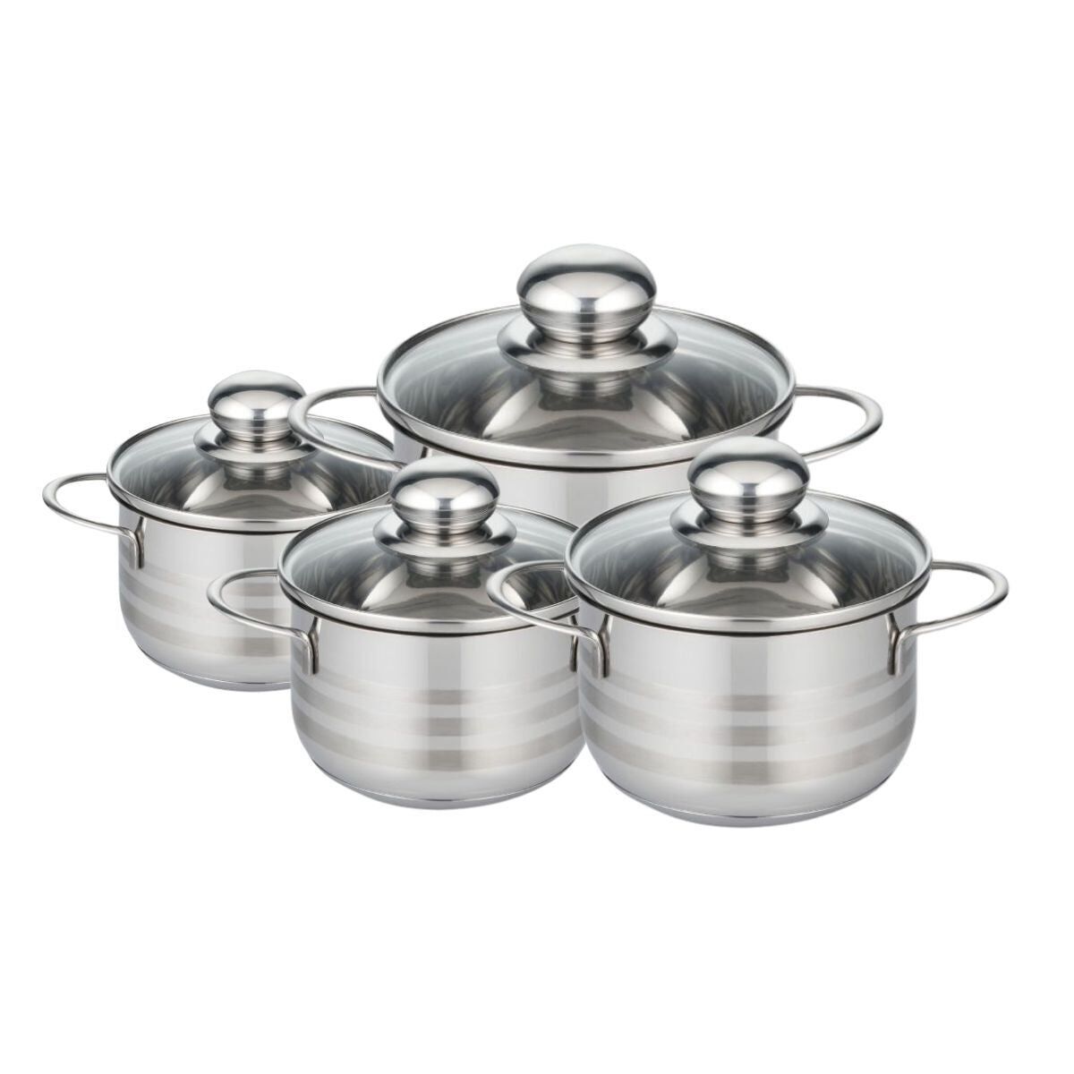 Set of 4 stainless steel casseroles without PFAS 14, 16, 20 and 24 cm Elo Brillant
