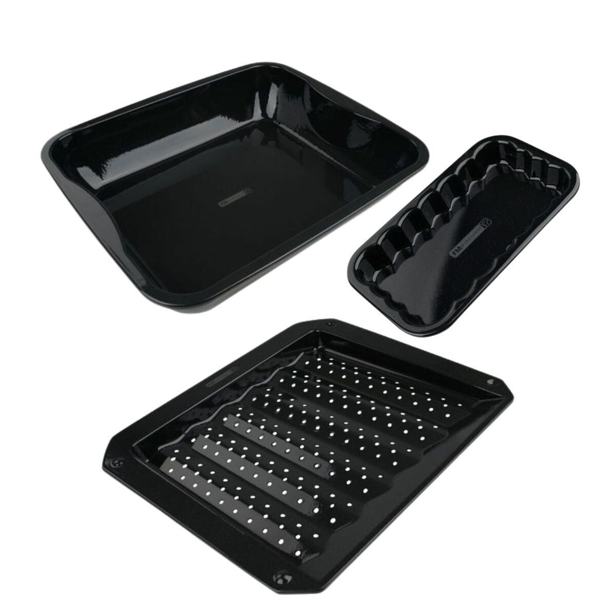 Juego de 3 fuentes para horno de acero esmaltado 40 x 34 cm, 21 x 12 cm, 28 x 33 cm FM Professional Barbecue