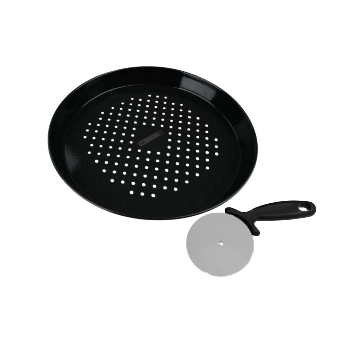 FM Professional 32 cm perforated pizza plate and wheel set