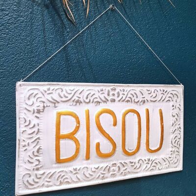 Placa decorativa de metal BISOU