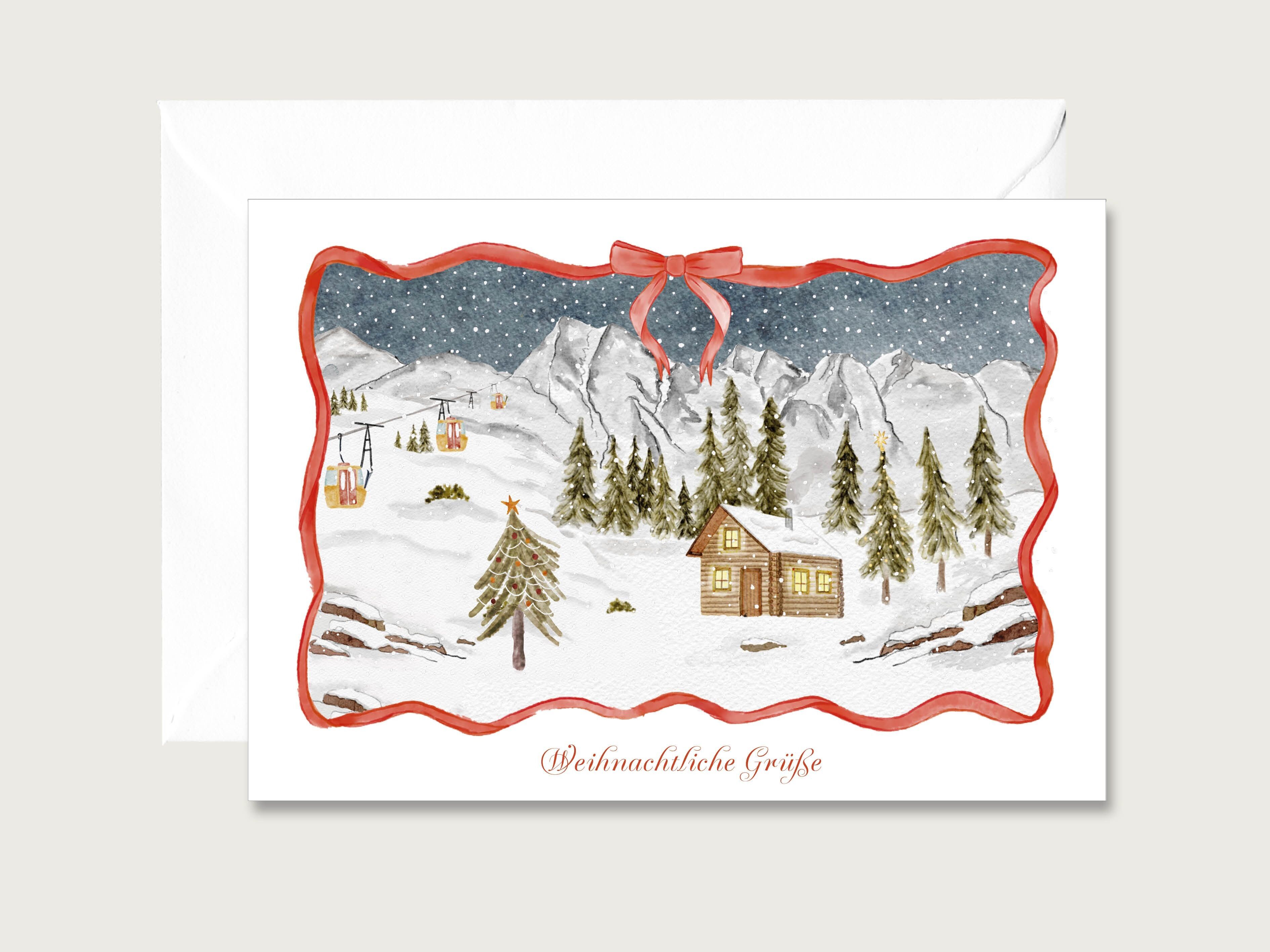 Weihnachtskarte "Stille Nacht" -  Klappkarte Weihnachten | Advent | Illustration | Aquarell | Wasserfarbe | Lettering || HERZ & PAPIER