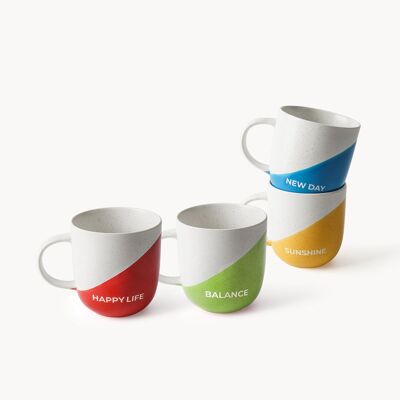 Set di tazze da caffè con scritte, set da 4, 300 ml