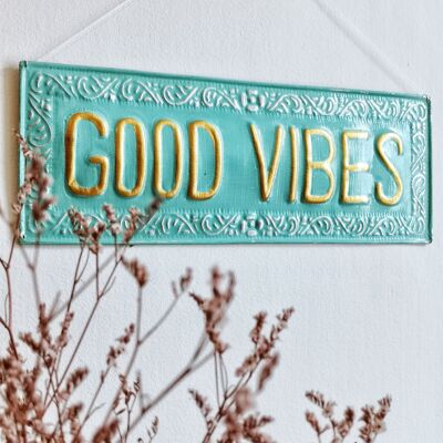 Plaque décorative métal GOOD VIBES
