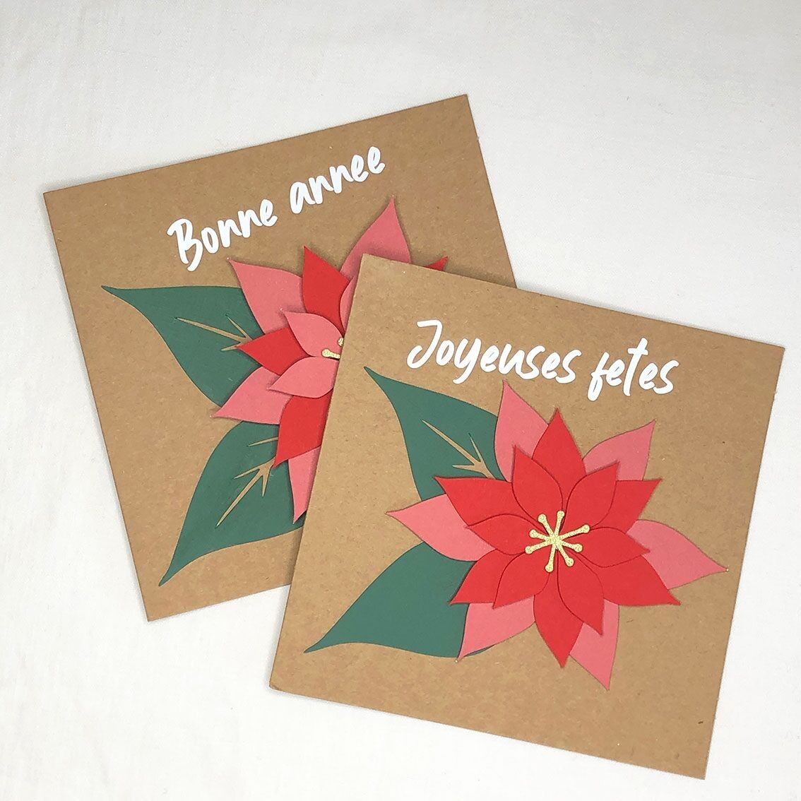 Kit DIY pour fabriquer une carte avec un poinsettia en papier - Noël