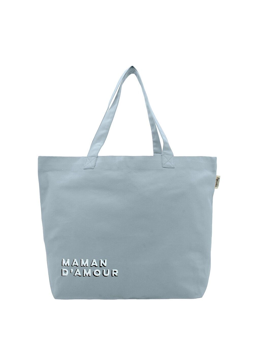 Borsa shopping MAMAN D'AMOUR ricamata azzurro cielo