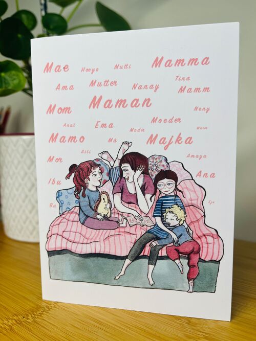 Carte postale double-Maman dans toutes les langues