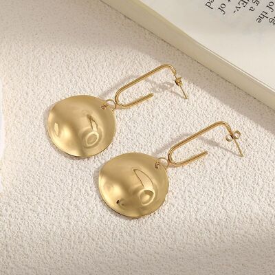 Orecchini in Oro con Ganci e Dischi Ondulati Lucidi