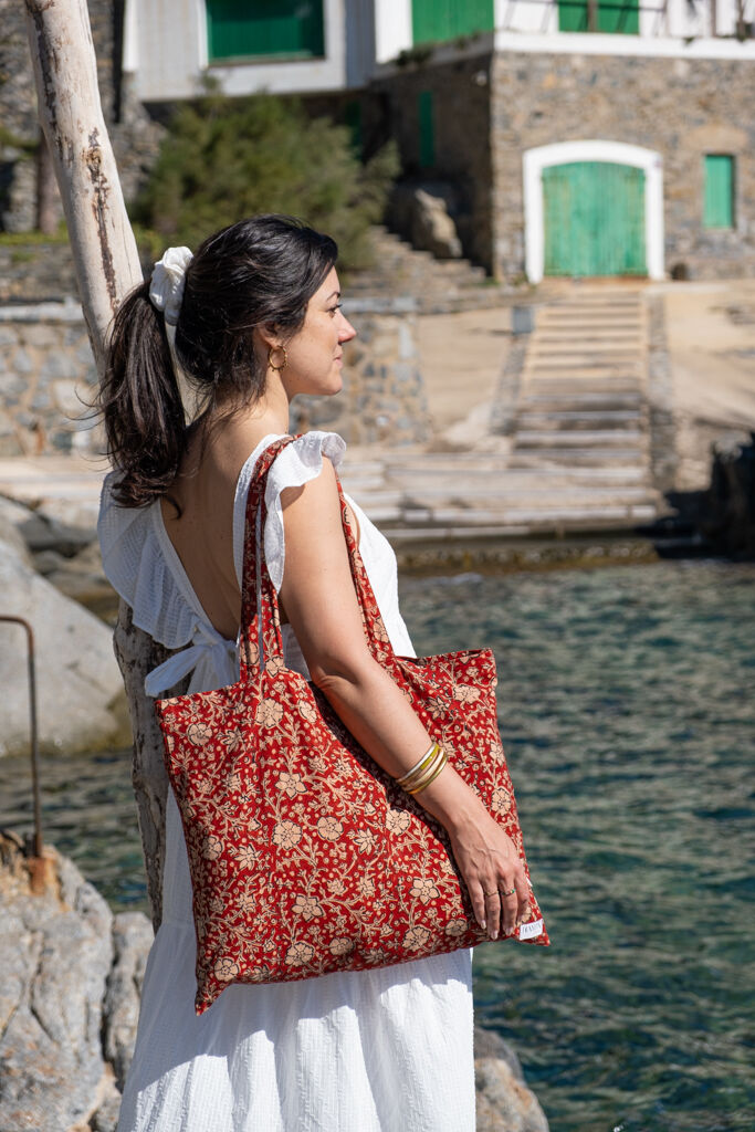 Tote Bag Fleuri block print Jaïpur