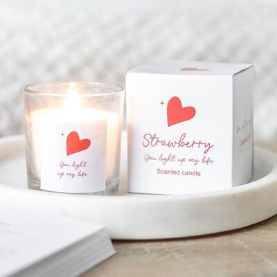 Bougie parfumée à la fraise « Tu illumines ma vie »