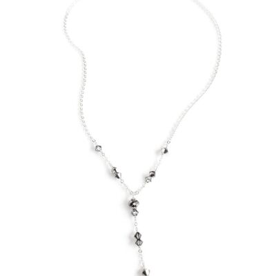Collier court en Y avec cristaux autrichiens Black Diamond