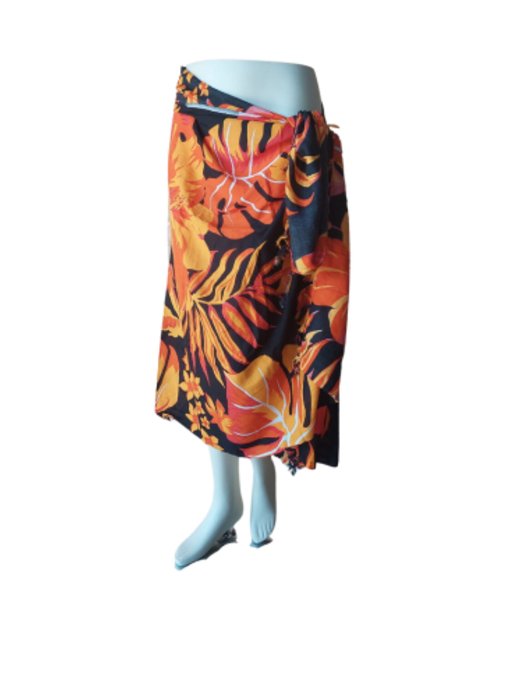 Pareo - 006 - Fiori e foglie arancioni