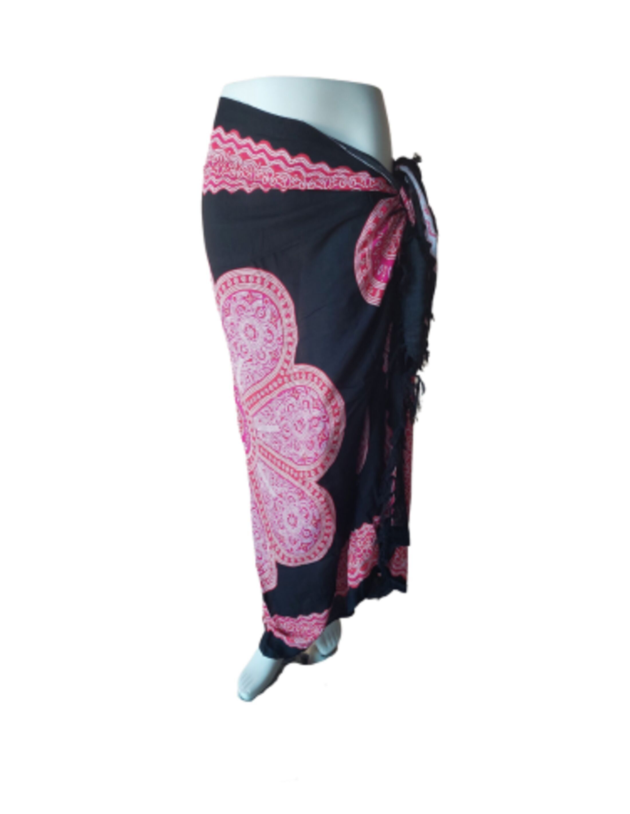 Pareo - 007 - Fiore rosa su nero