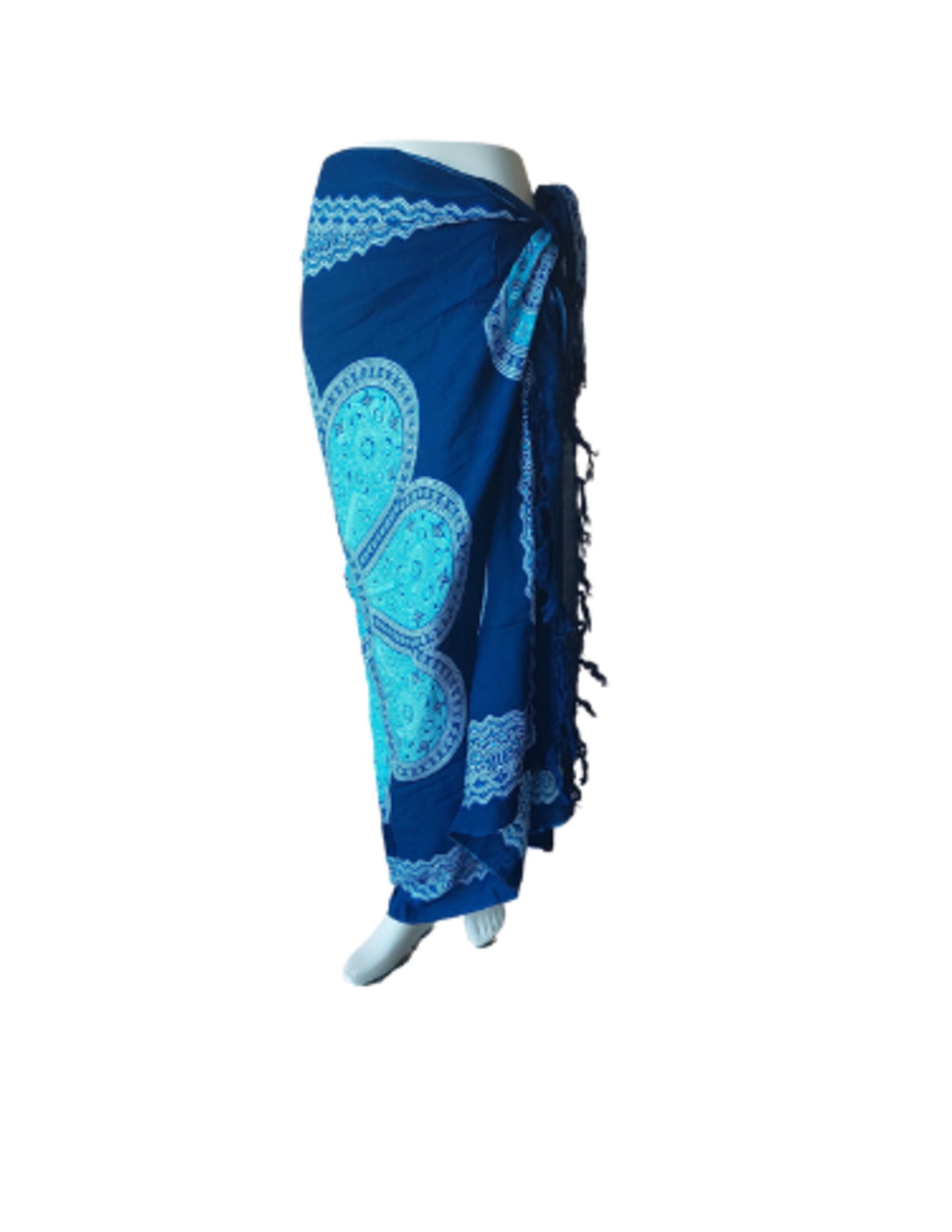 Pareo - 014 - Fiore blu/bianco su blu