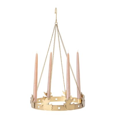 Candelabro de Adviento Elmir, dorado, metal (diámetro 30 x alto 55 cm)
